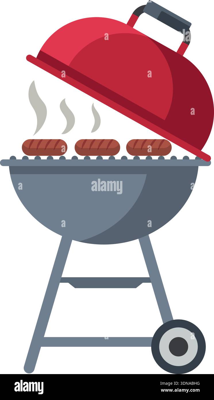 Roasting sausages barbecue. Outdoor grill cartoon icon Stock Vector ...