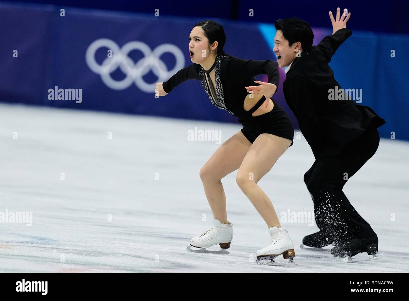 Hannah Lim and Ye Quan of South Korea compete during the rhythm dance ...