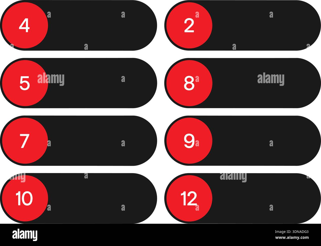 Modern Black Numbered List Infographic with Red Stock Vector