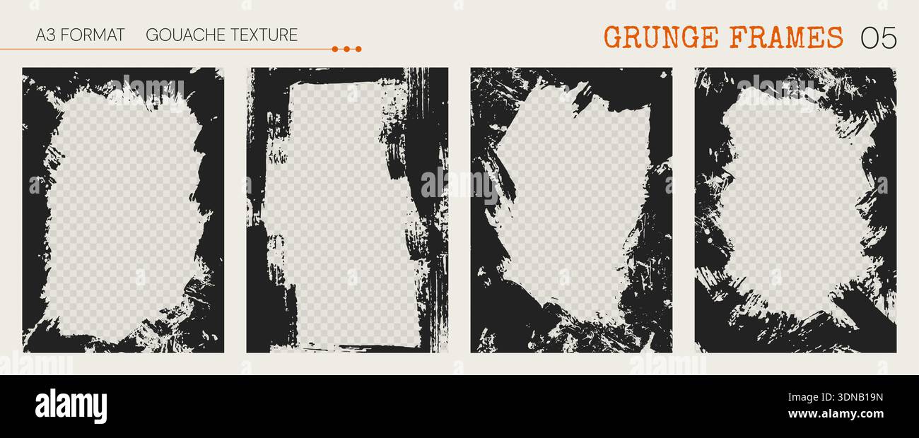 Gouache Grunge Frames. Vertical templates. Vector. Stock Vector