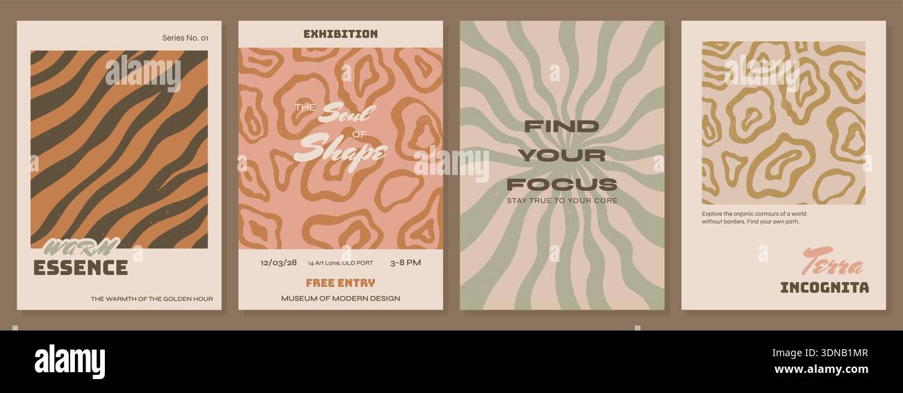 Abstract Poster Collection with Organic Shapes Stock Vector