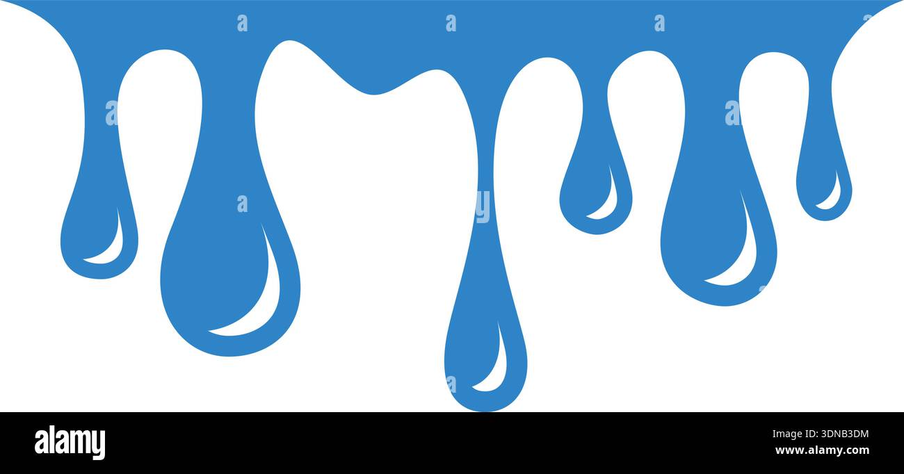 Dripping water top border. Blue paint drops Stock Vector Image & Art ...