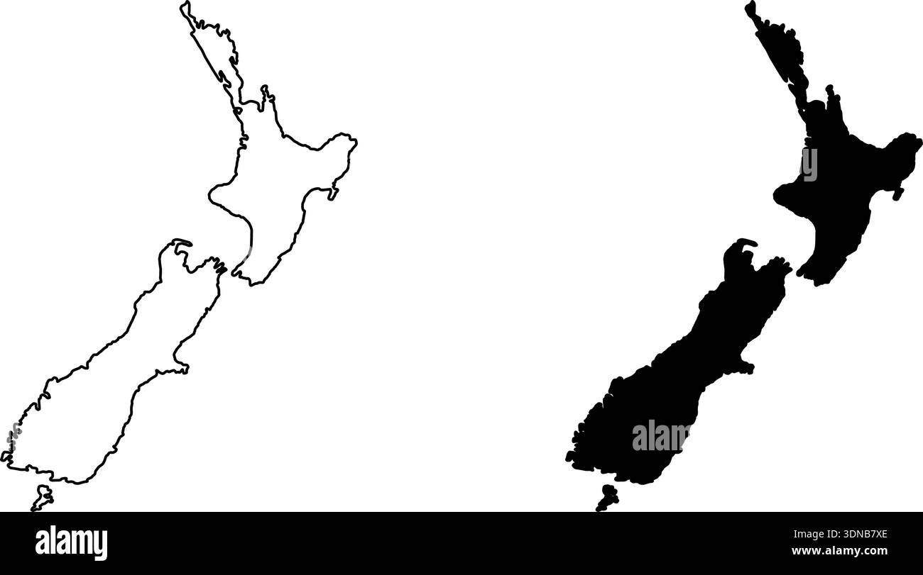 Stylized New Zealand Map Icon Set with Various Styles including Outline ...