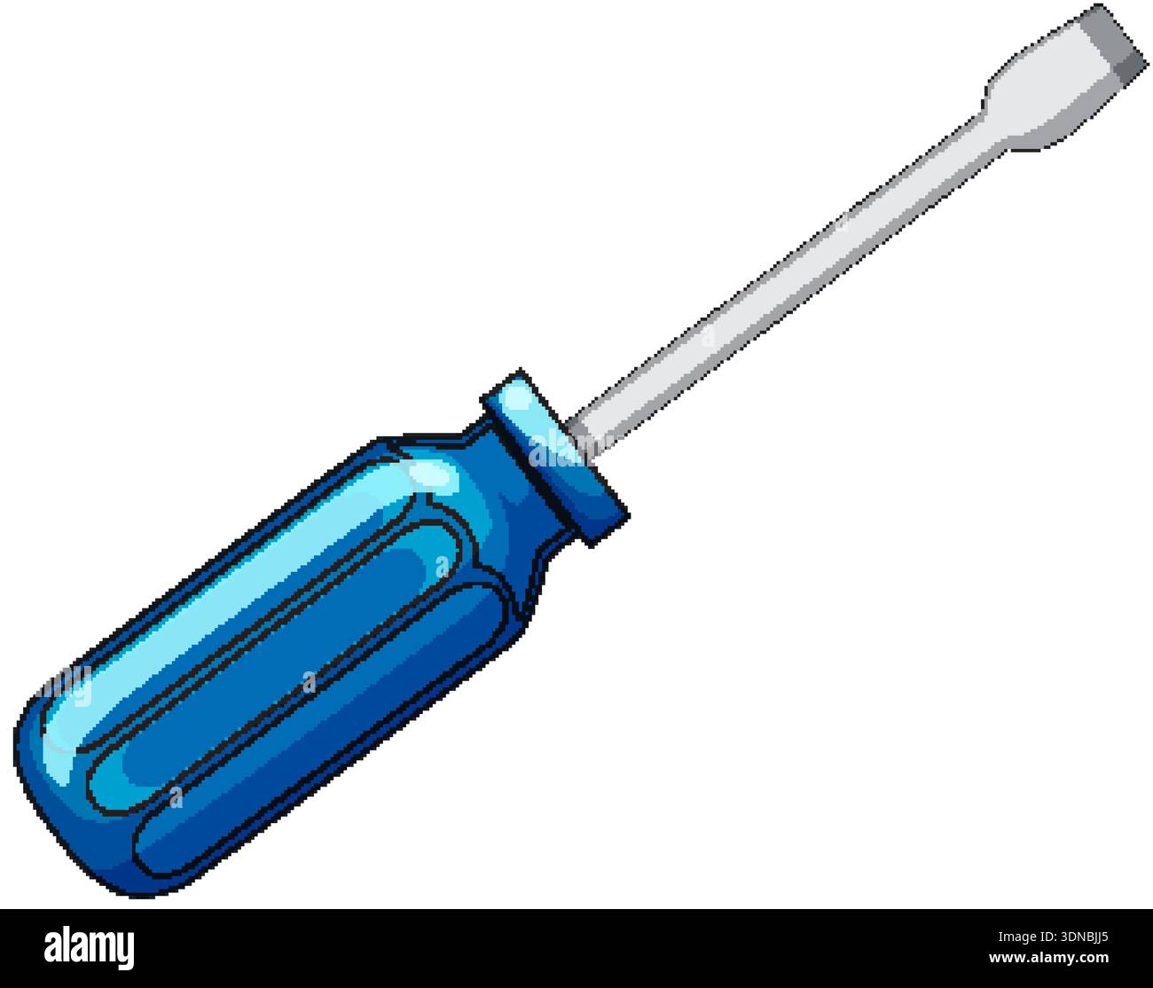 Flathead screwdriver with blue handle, clean vector style, isolated on white background, angled view Stock Vector