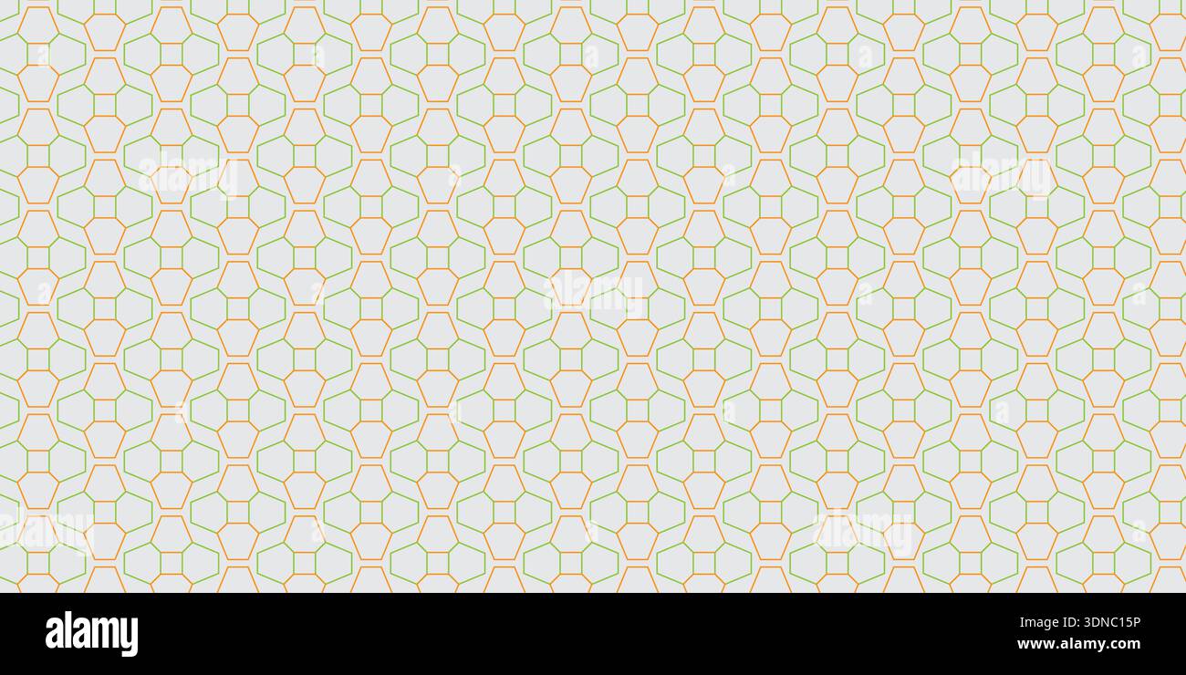 Seamless repeating hexagonal grid with connected outline shapes. Stock Vector