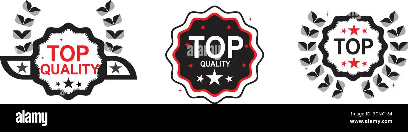Top Quality Badges Set. Premium Quality Labels. Vector Illustration. Stock Vector
