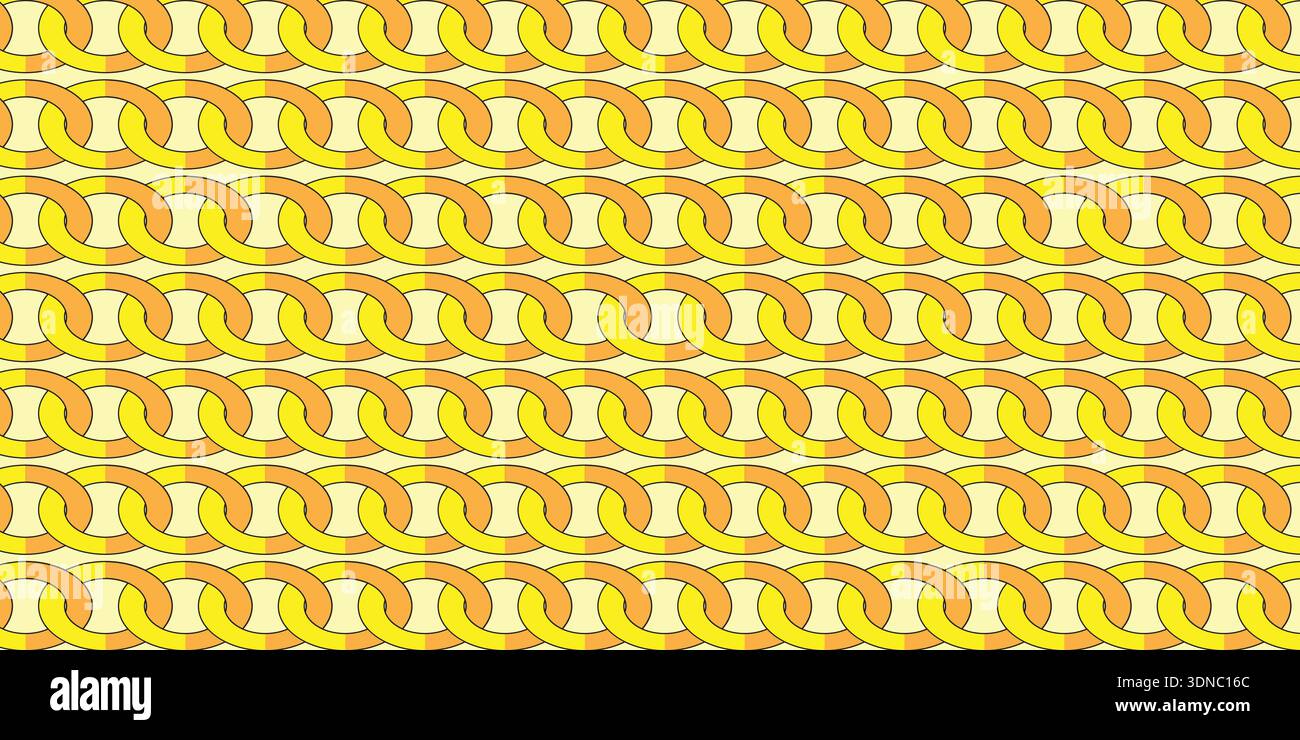 Seamless repeating chain pattern arranged in horizontal rows. Stock Vector