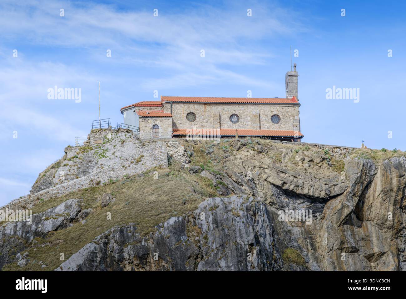 San Juan de Gaztelugatxe Hermitage on Top of an Islet, Bermeo, Basque Country Stock Photo