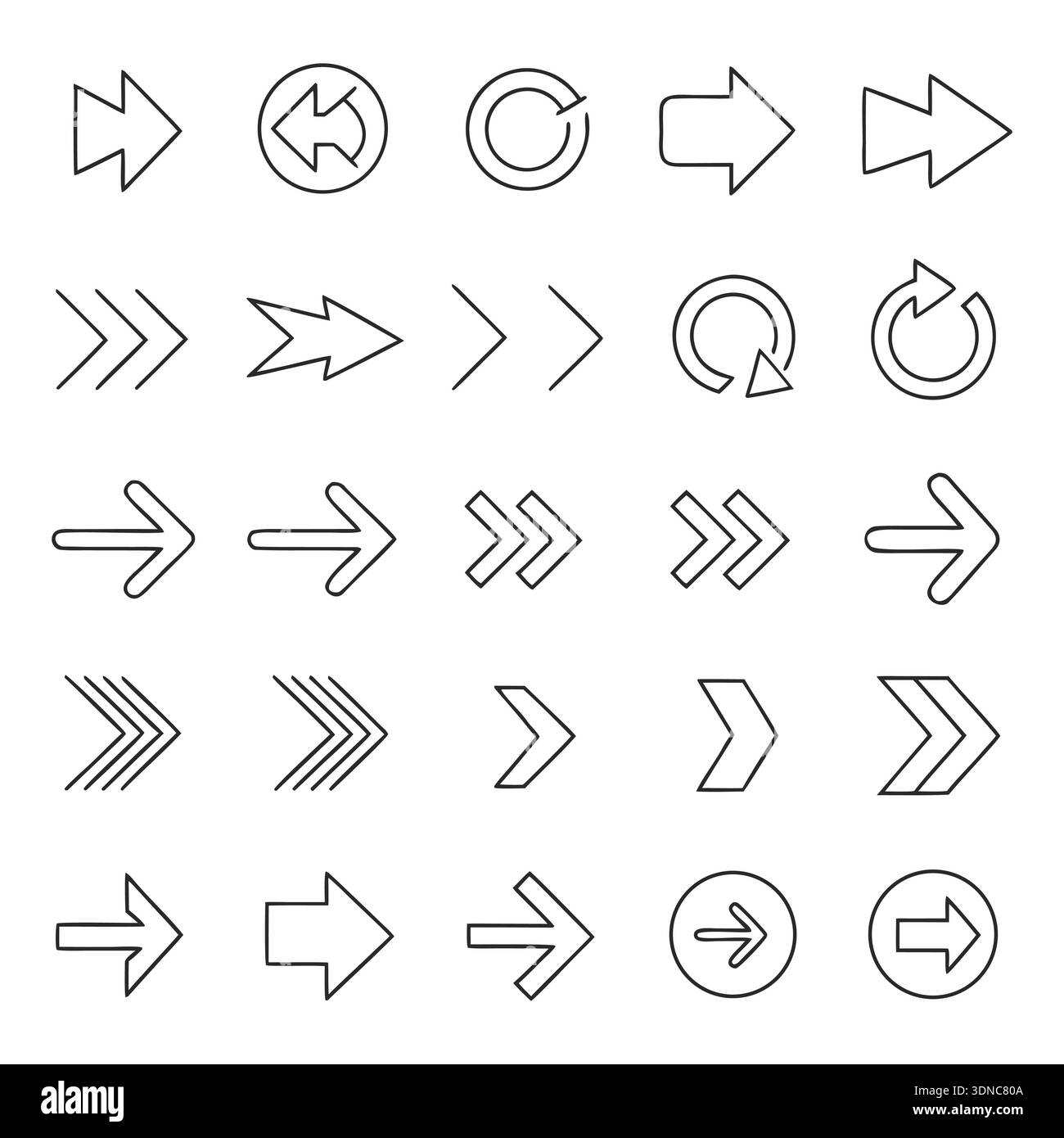 Minimal Arrow Icons Set for UI Navigation and Interface Design Stock Vector