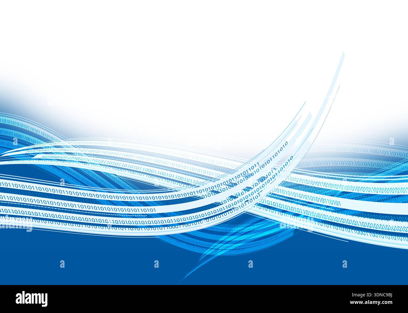 Binary code data waves Stock Photo