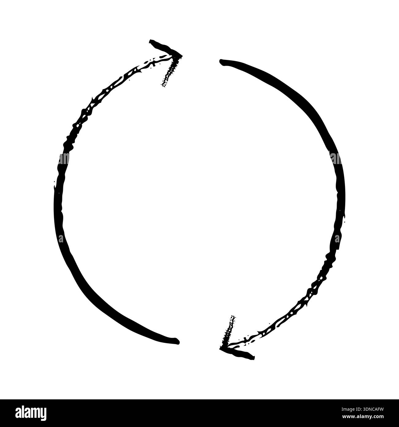 Two-sided circle arrows grunge doodle design element Stock Vector