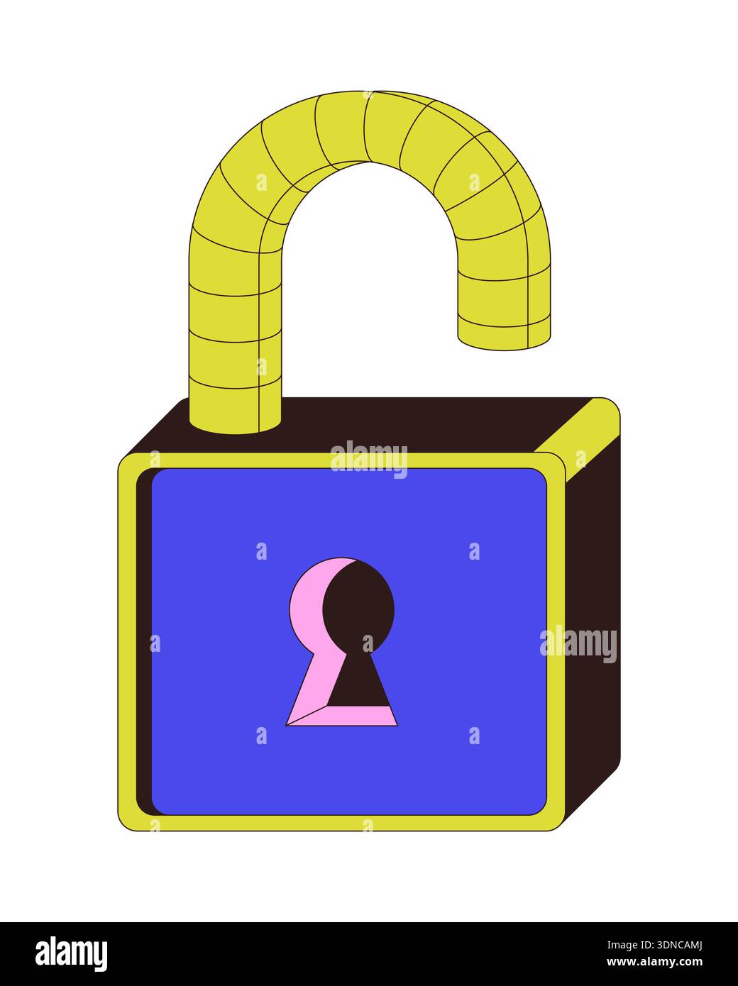 Stylized open padlock 2D cartoon object Stock Vector Image & Art - Alamy