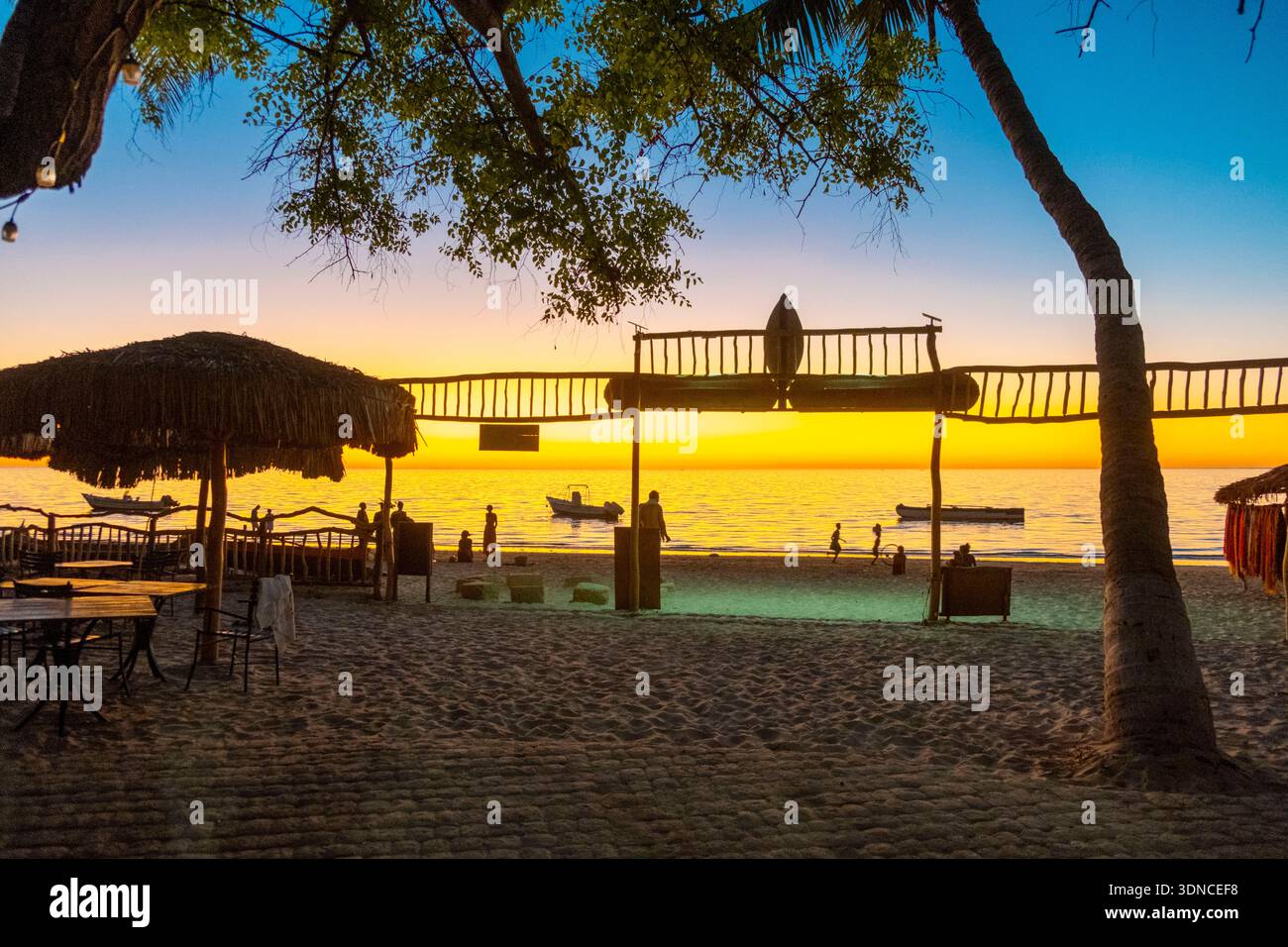 Madagascar, Atsimo-Andrefana region, Ifaty, Vezo country, Mangily beach, Vovo Telo hotel Stock Photo