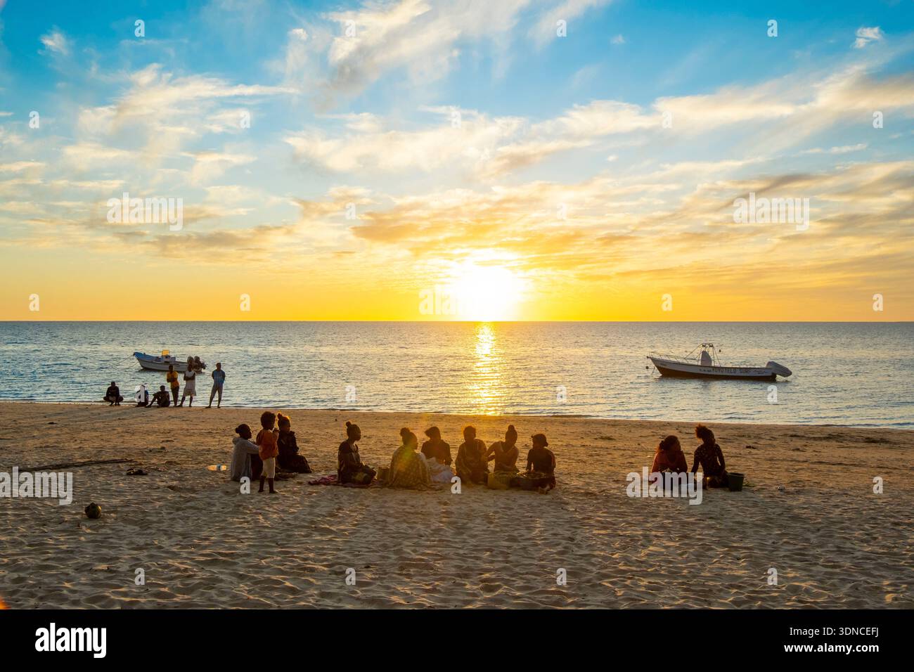 Madagascar, Atsimo-Andrefana region, Ifaty, Vezo country, Mangily beach, sunset on the beach Stock Photo