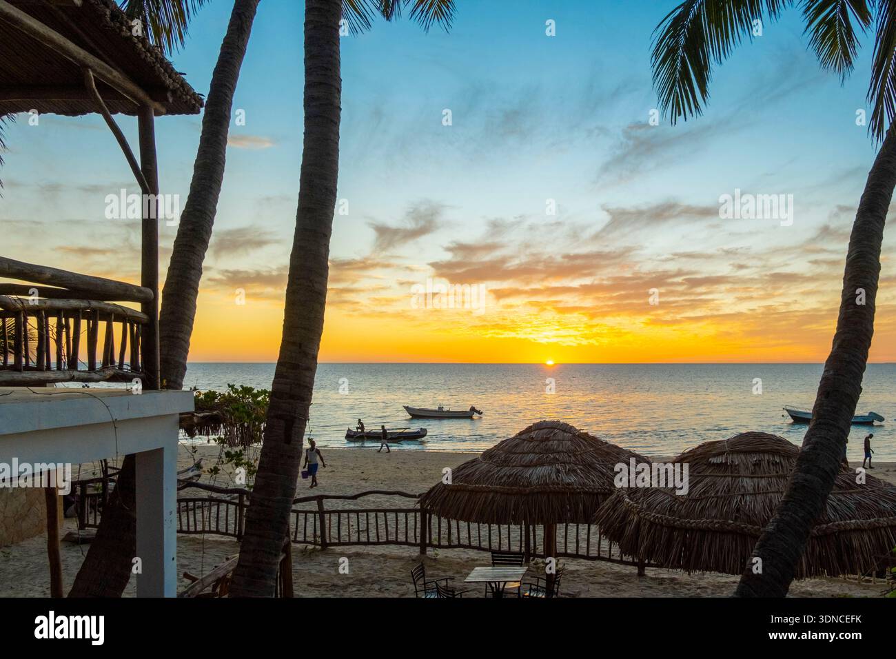 Madagascar, Atsimo-Andrefana region, Ifaty, Vezo country, Mangily beach, Vovo Telo hotel, swimming pool Stock Photo