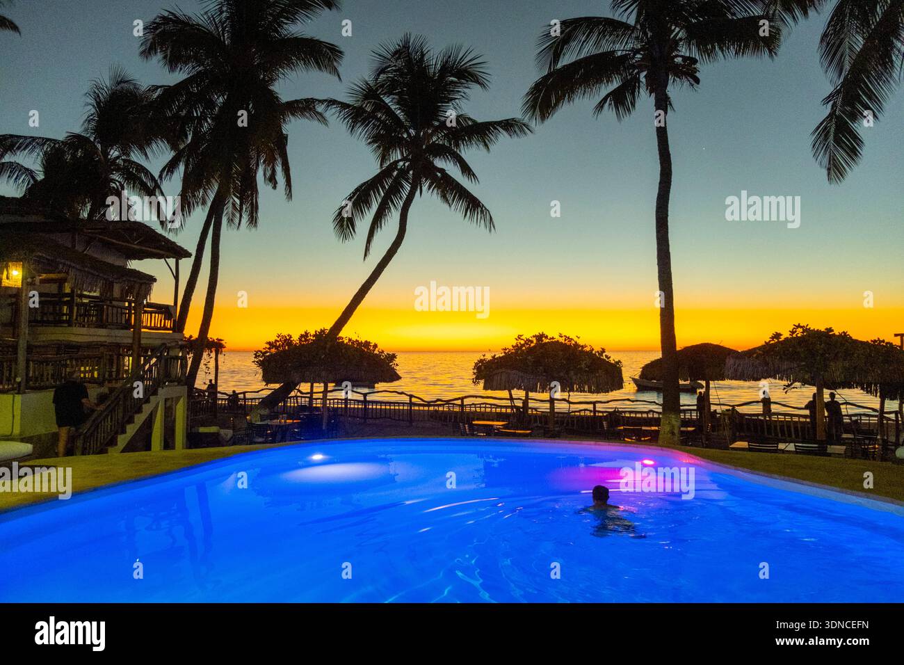 Madagascar, Atsimo-Andrefana region, Ifaty, Vezo country, Mangily beach, Vovo Telo hotel, swimming pool Stock Photo