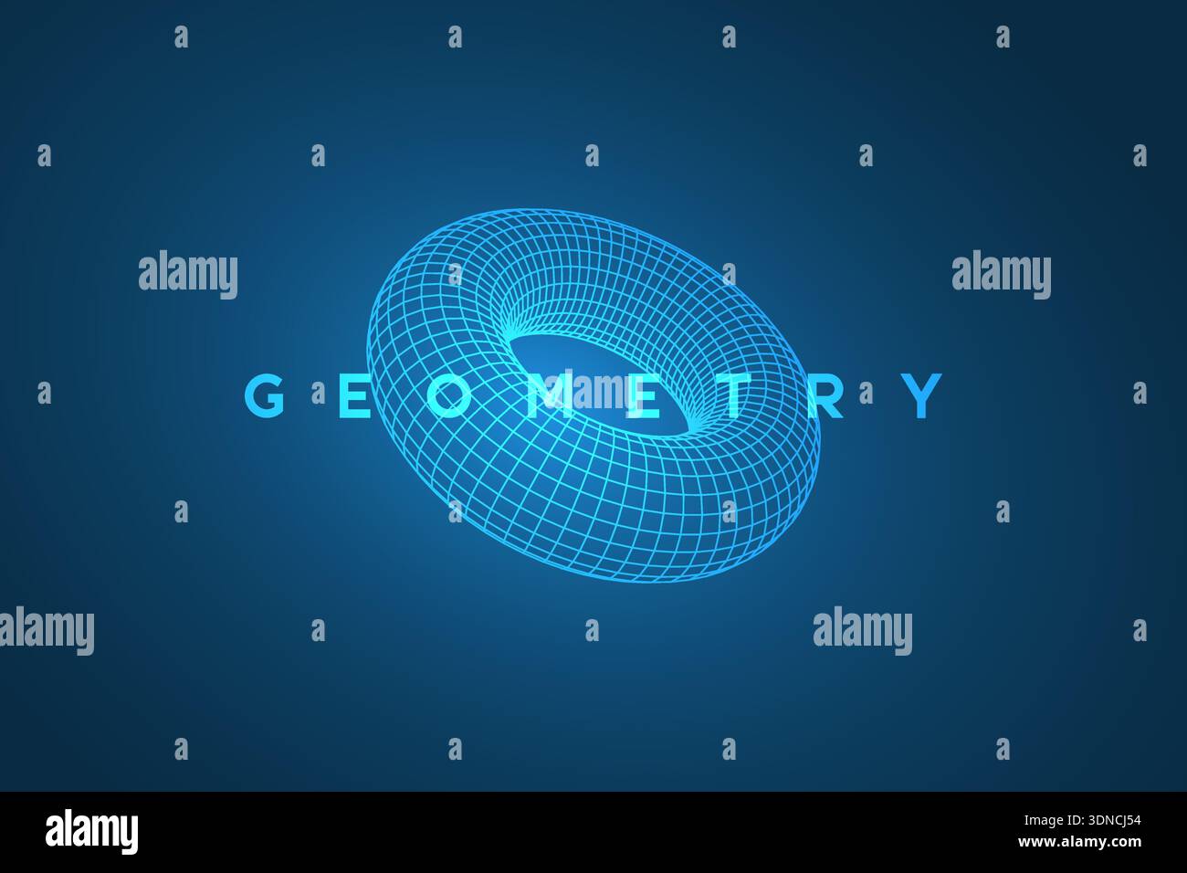 Abstract of blue wireframe torus Stock Vector