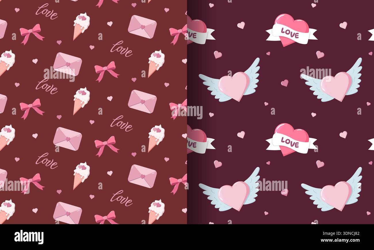 Valentine s Split Pattern Envelopes Hearts Stock Vector
