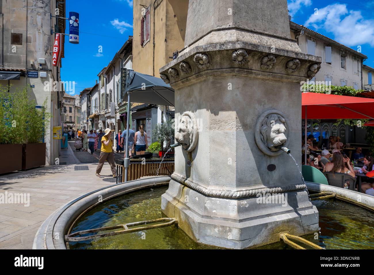 France, Bouches du Rhone, Regional Natural Park of the Alpilles, Saint Remy de Provence, Mirabeau Boulevard, Trinity Fountain Stock Photo