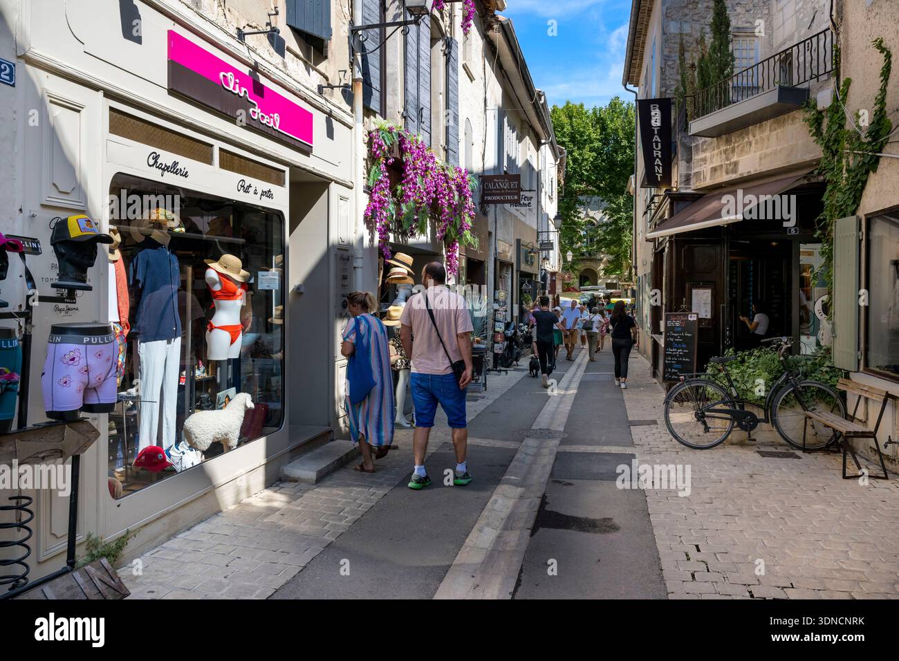 France, Bouches du Rhone, Regional Natural Park of the Alpilles, Saint Remy de Provence, shop window in the rue de la Commune which leads to the Hotel de Ville Stock Photo