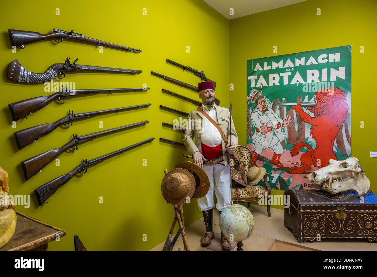 France, Bouches du Rhone, Tarascon, Les Cordeliers-Museum of Art and History, a space paying tribute to the author Alphonse Daudet and his intrepid character Tartarin Stock Photo
