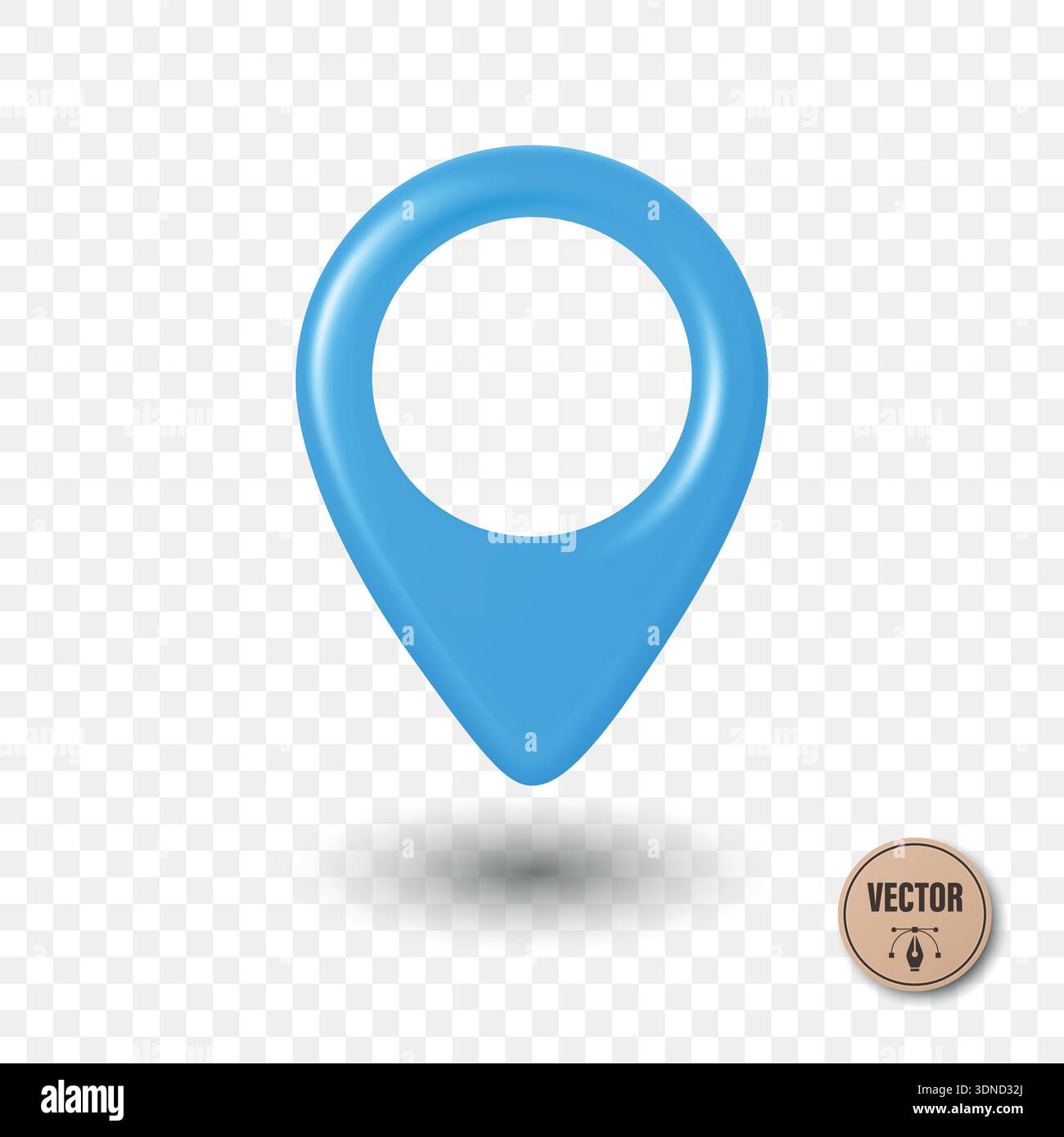 Vector 3d Realistic Blue Map Pin Icon. Location Marker with Hole. Map ...
