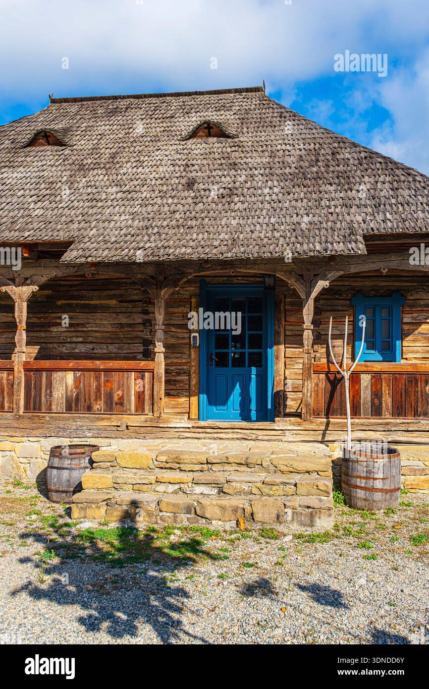 Romania, Maramures region, Viseu de Sus, traditional wooden house Stock Photo