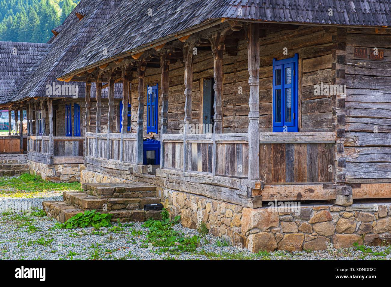 Romania, Maramures region, Viseu de Sus, traditional wooden houses Stock Photo