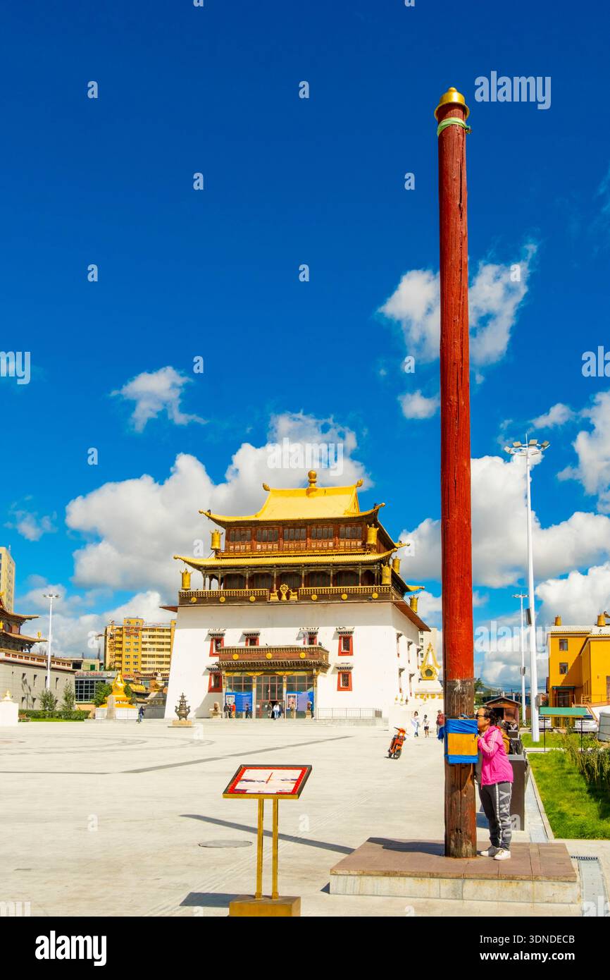 Mongolia, Ulan Bator, Gandantegchinlin Monastery or Gandan Monastery Stock Photo