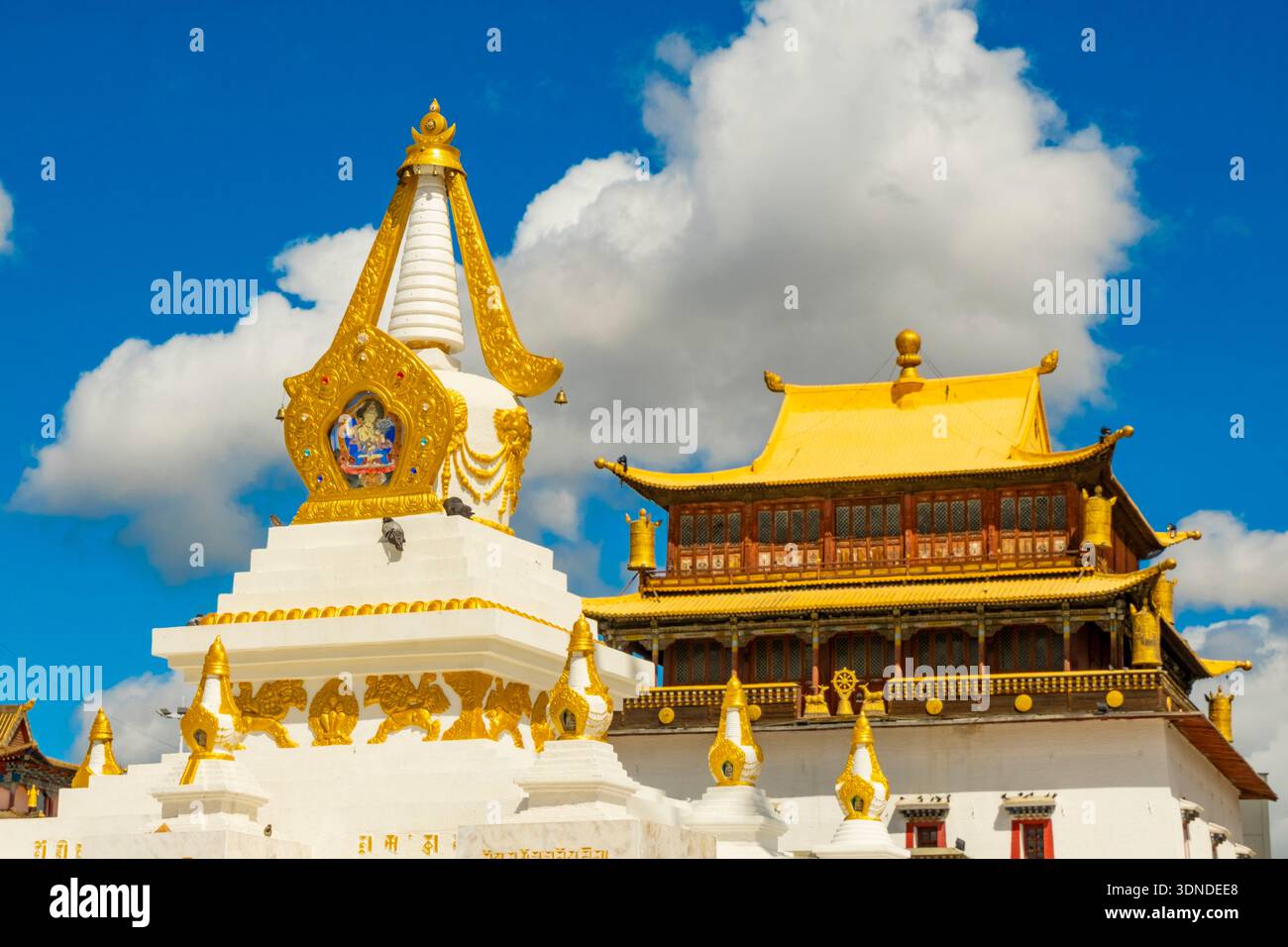 Mongolia, Ulan Bator, Gandantegchinlin Monastery or Gandan Monastery Stock Photo