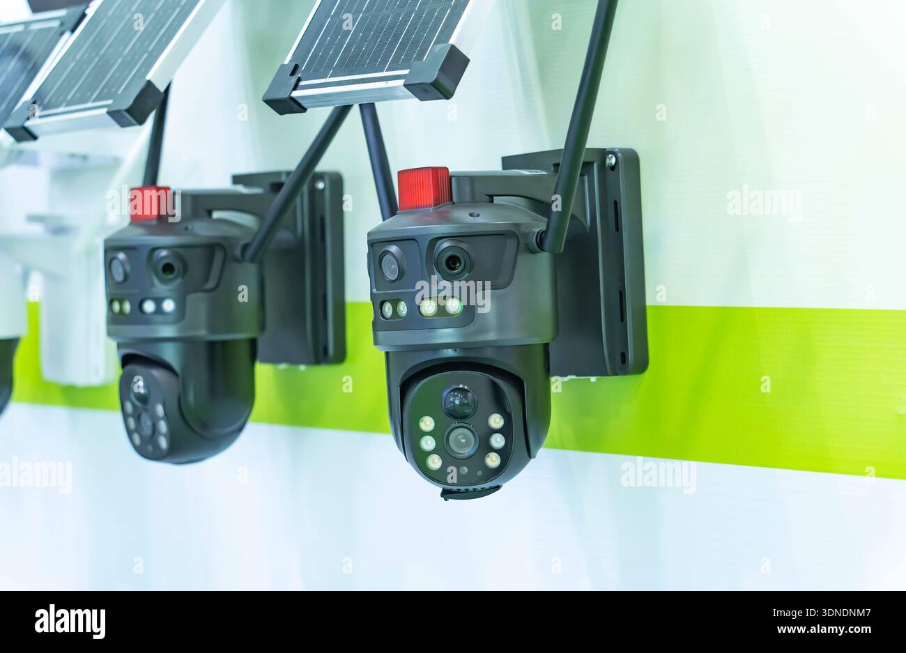 Modern black wireless security camera Stock Photo