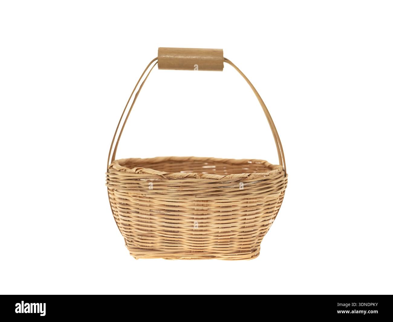 Bamboo weave basket isolated on white background Stock Photo