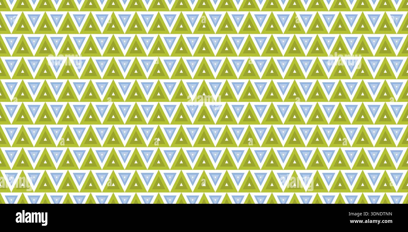 A simple, minimalist seamless surface featuring a geometric triangular pattern in shades of green and light blue. Triangle tile. Perfect for textile p Stock Vector