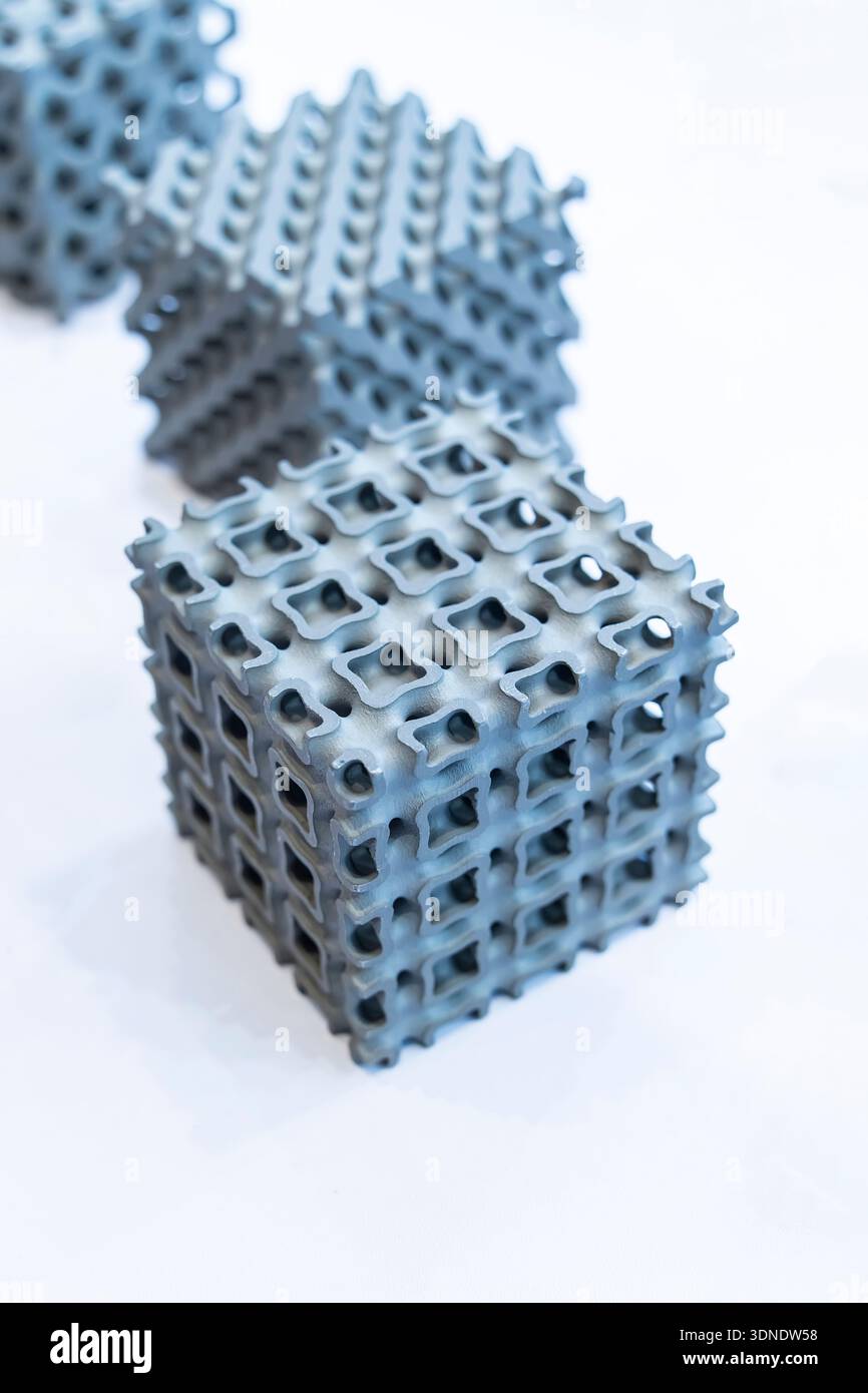 Object printed on metal 3d printer close-up. Stock Photo