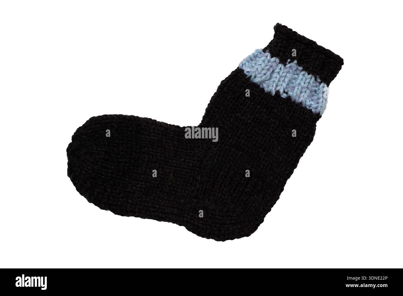 Knitted wool, handmade sock on a white background Stock Photo
