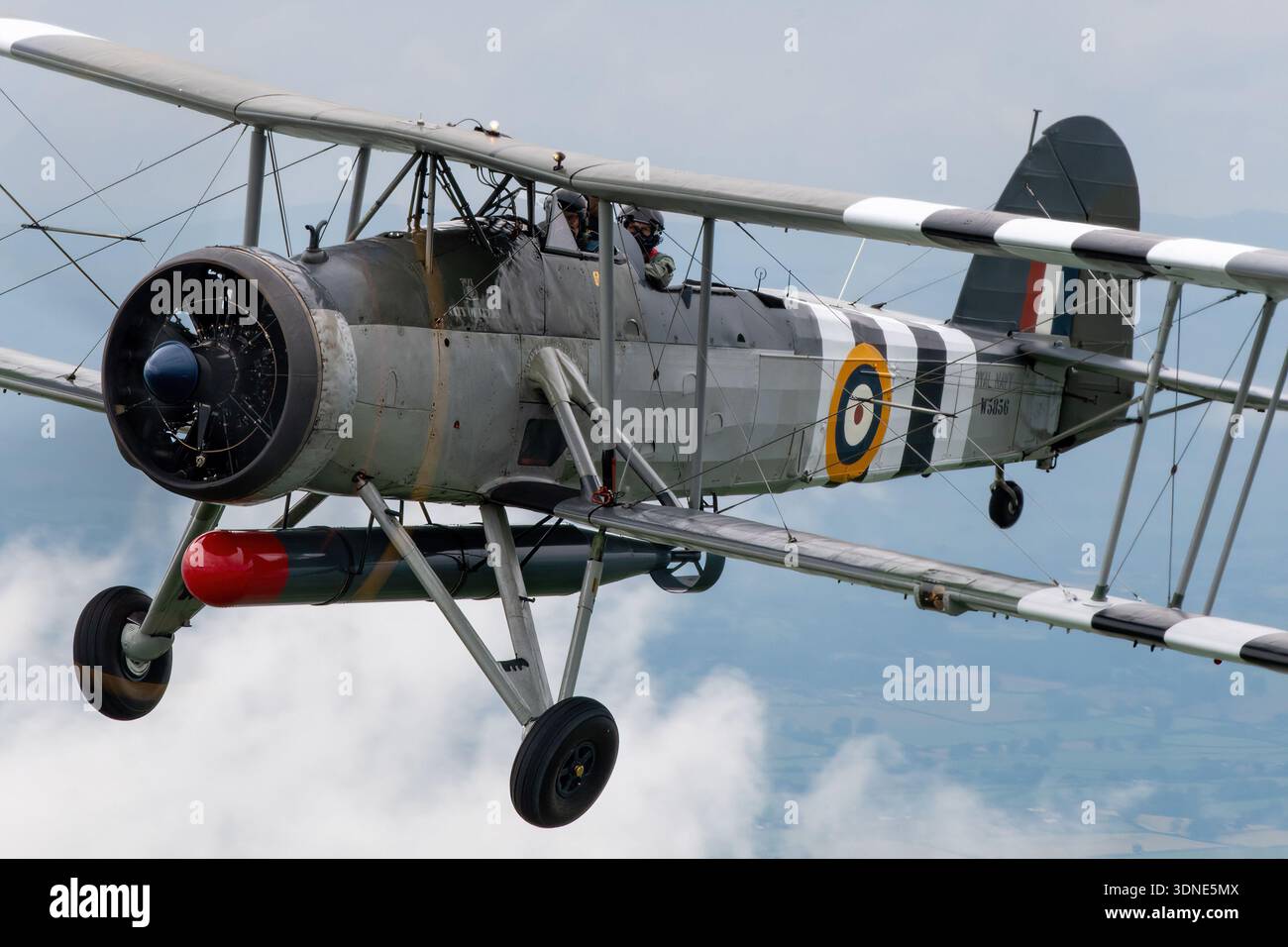 Head-on air-to-air photograph of a Fairey Swordfish Mk1, registration G ...