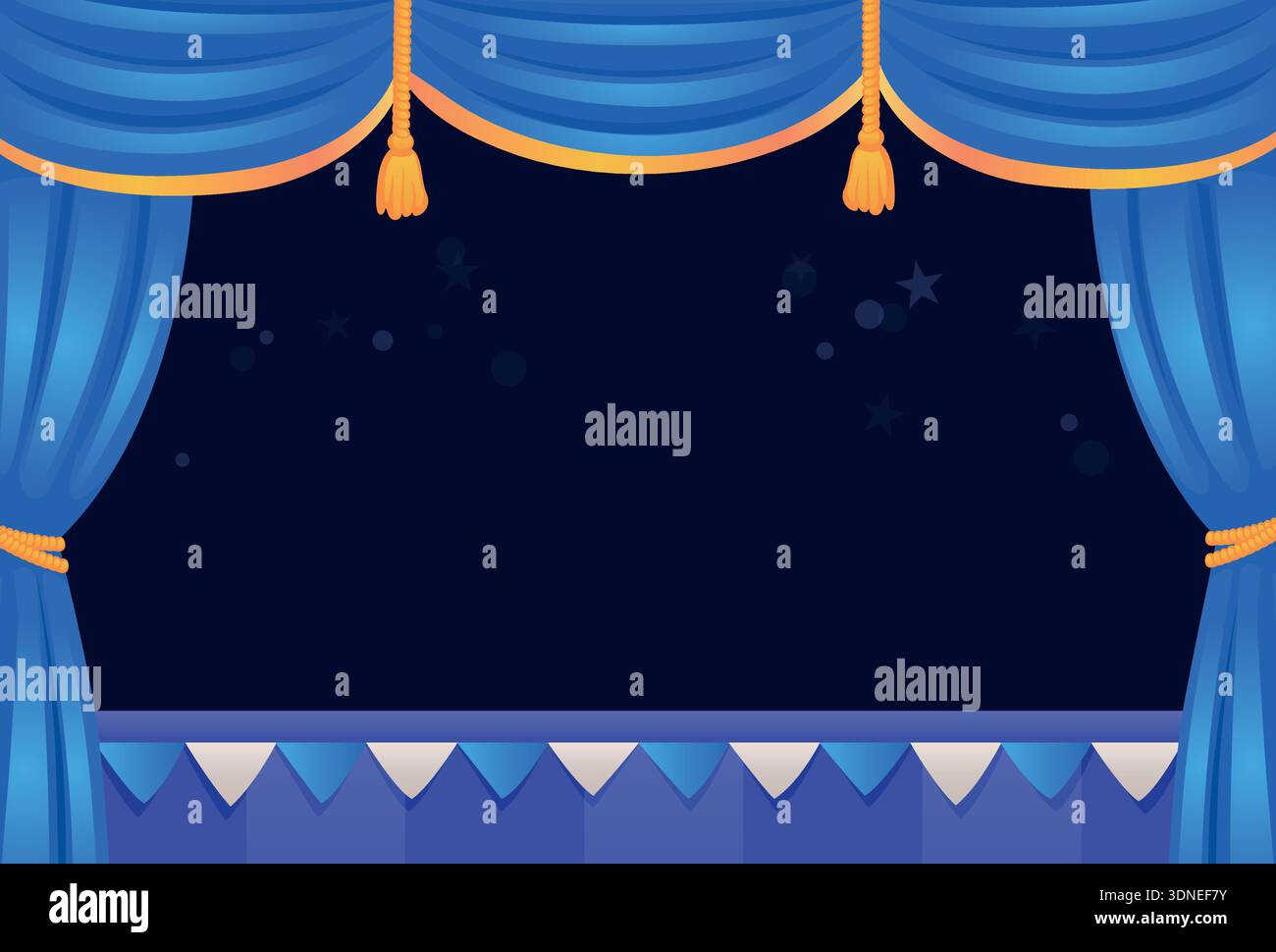 Openstage Program Background Theater scene background with blue drapery. Open stage curtains. Vector ...