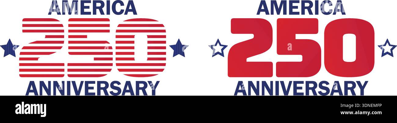 250 America anniversary design elements set vector illustration Stock Vector