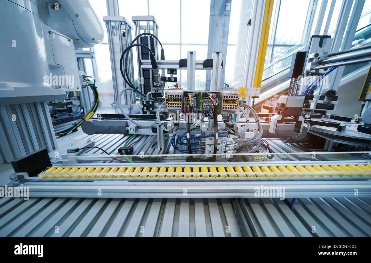 high performance automatic manufacturing assembly and inspection process at production line Stock Photo