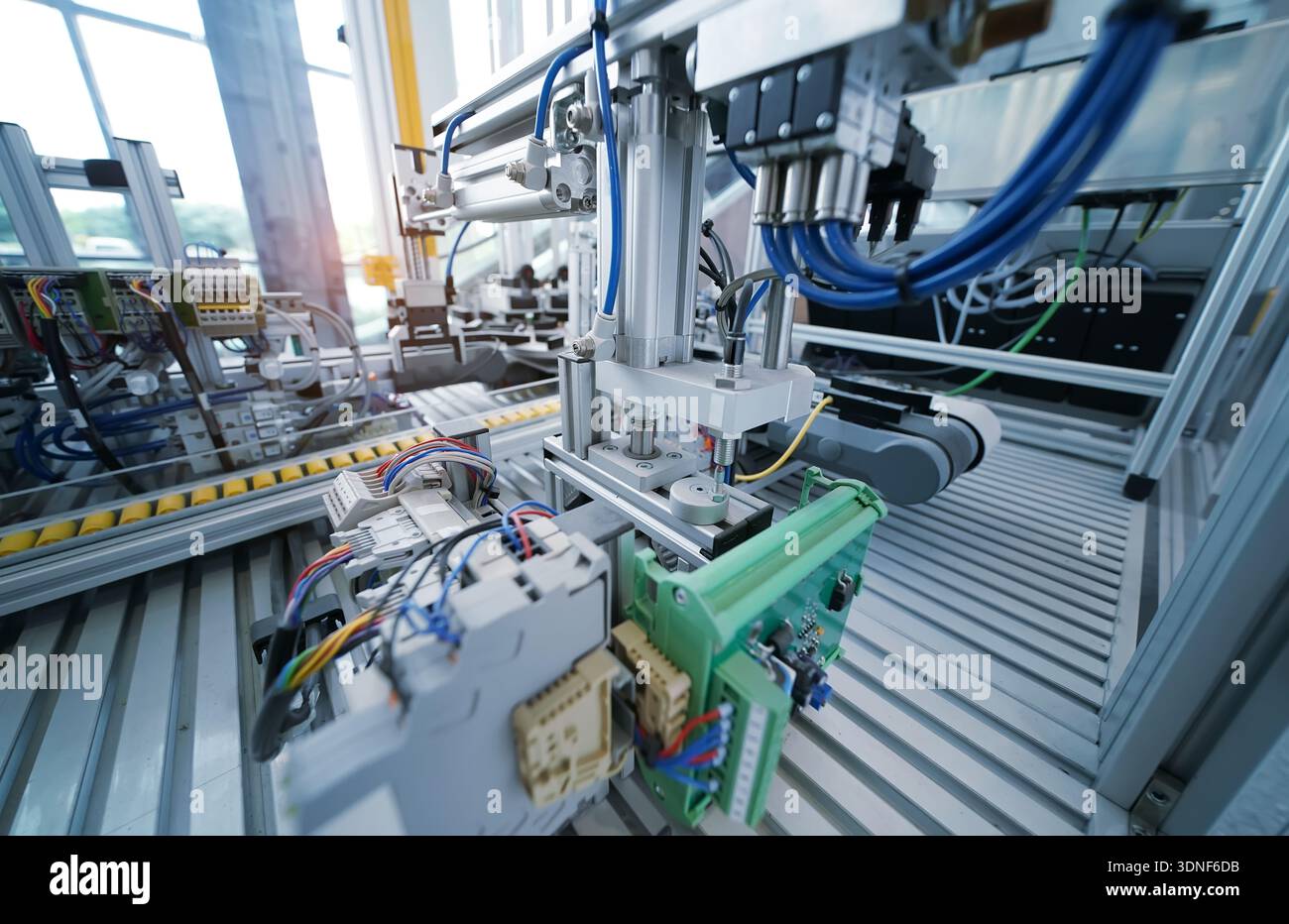 high performance automatic manufacturing assembly and inspection process at production line Stock Photo