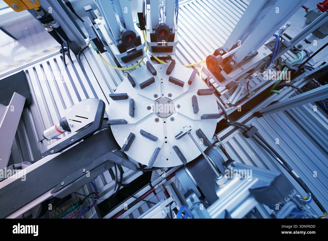 high performance automatic manufacturing assembly and inspection process at production line Stock Photo