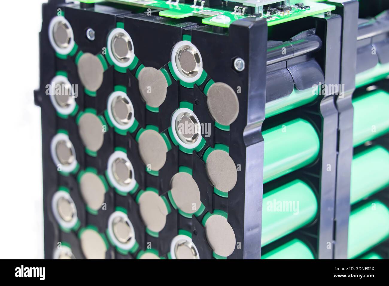 Lithium ion industrial high current batteries isolated on white Stock Photo