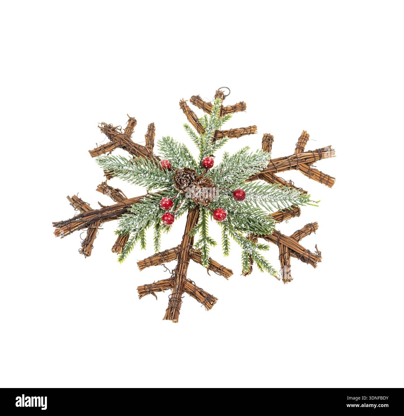 Christmas Decoration snowflake shape design isolated on white. Stock Photo