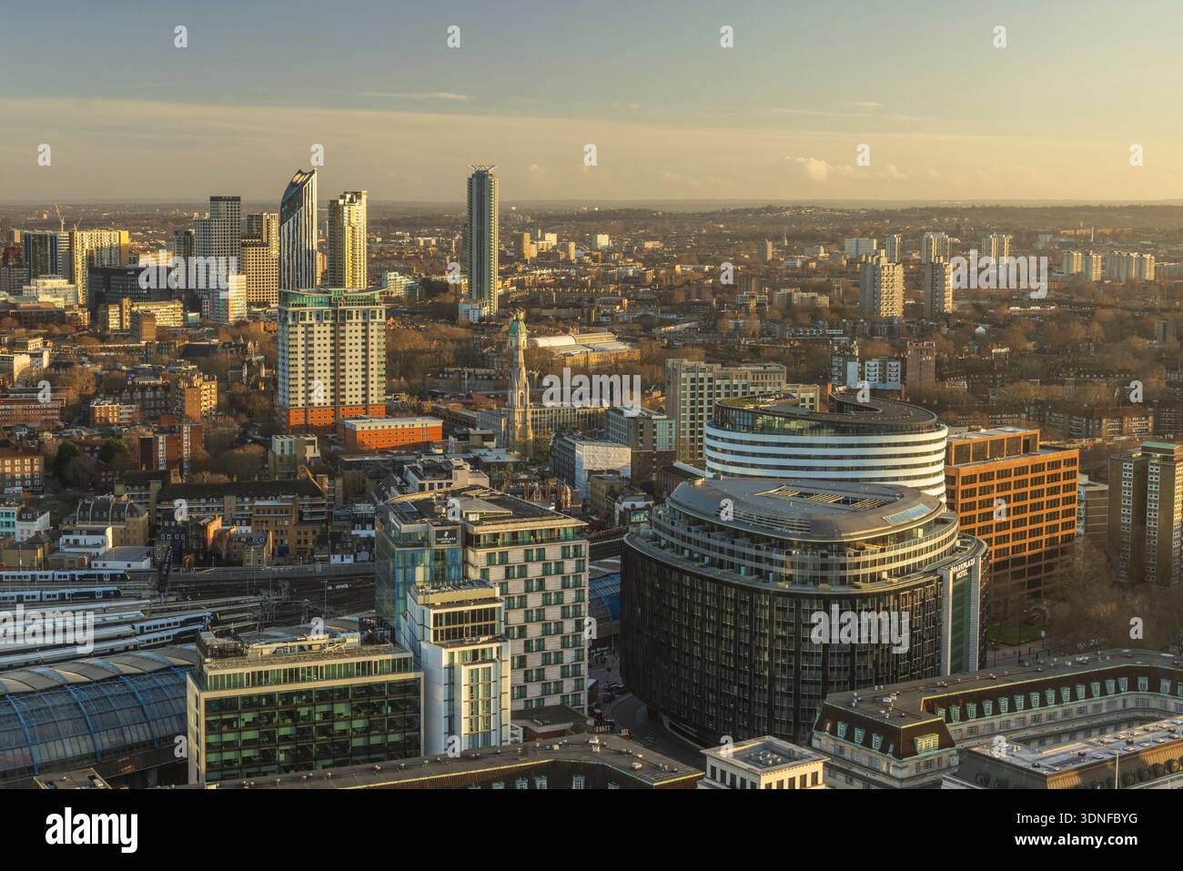 London City skyline viewed from the London Eye, London, UK.  Winter (December) 2025. Stock Photo