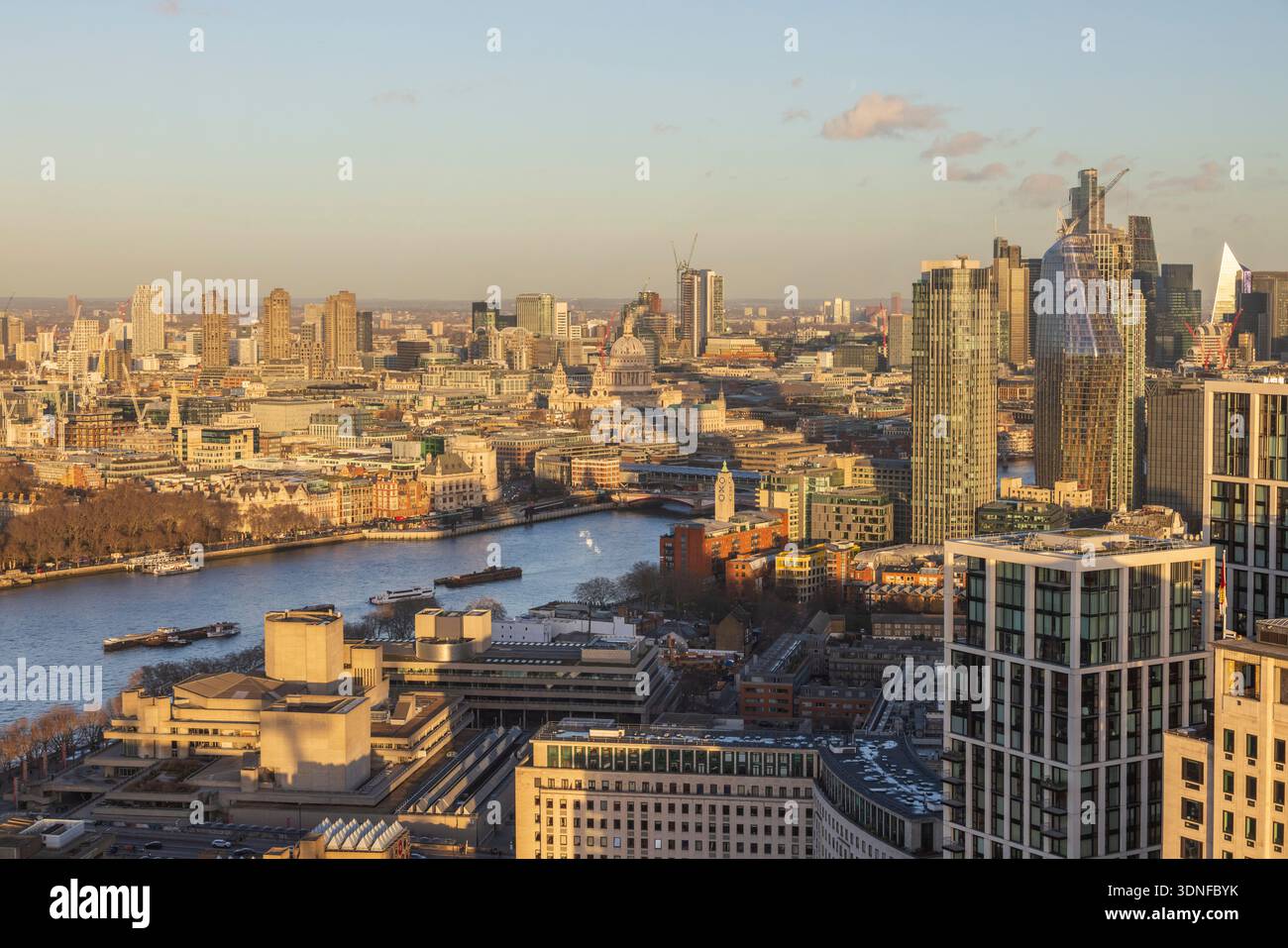 London City skyline, including vista of St Paul's Cathedral, viewed from the London Eye, London, UK.  Winter (December) 2025. Stock Photo