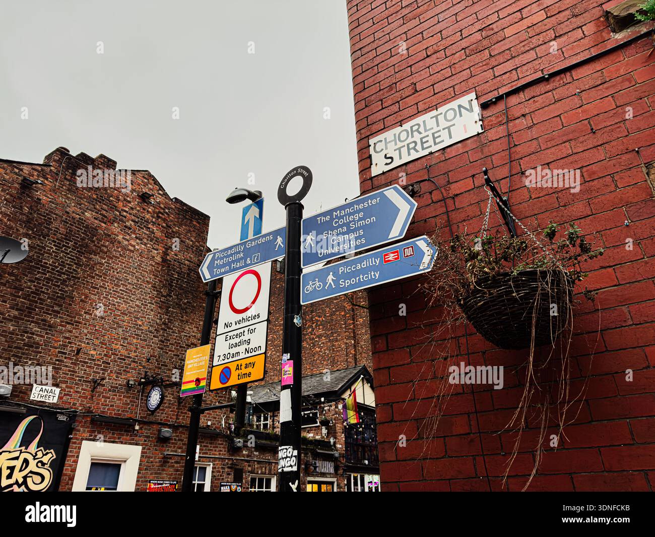 Manchester, UK - January 22, 2026: Blue directional Chorlton st signs