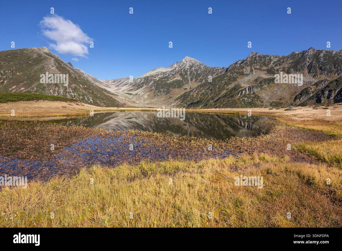 Turkey Rize Mountains A pristine glacial lake reflecting the peaks of Kackar Mountains in ...
