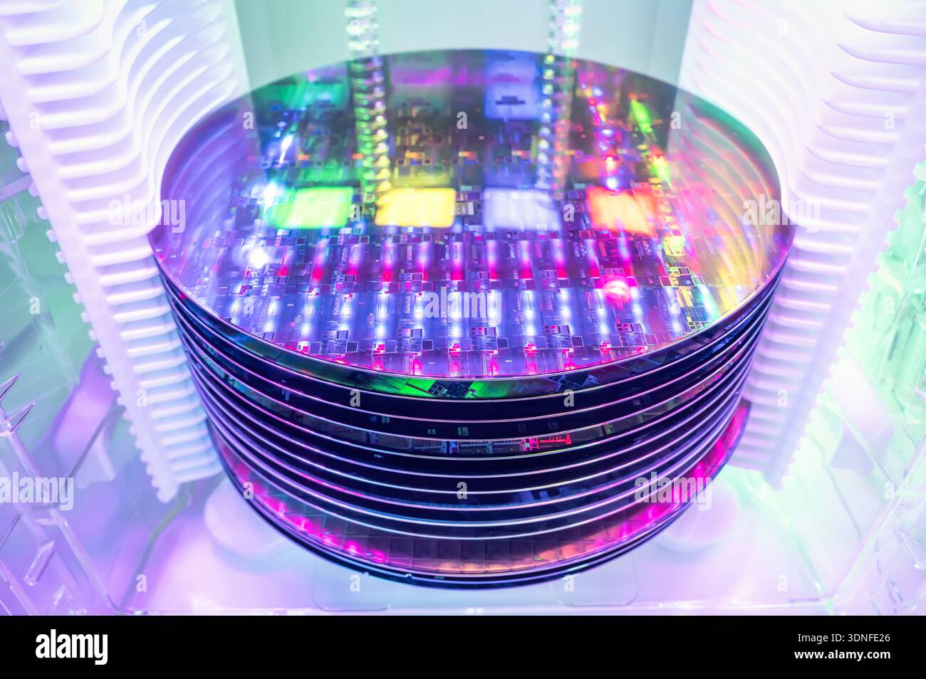 patterned silicon wafers in a universal pod. Electronic circuit designs ...
