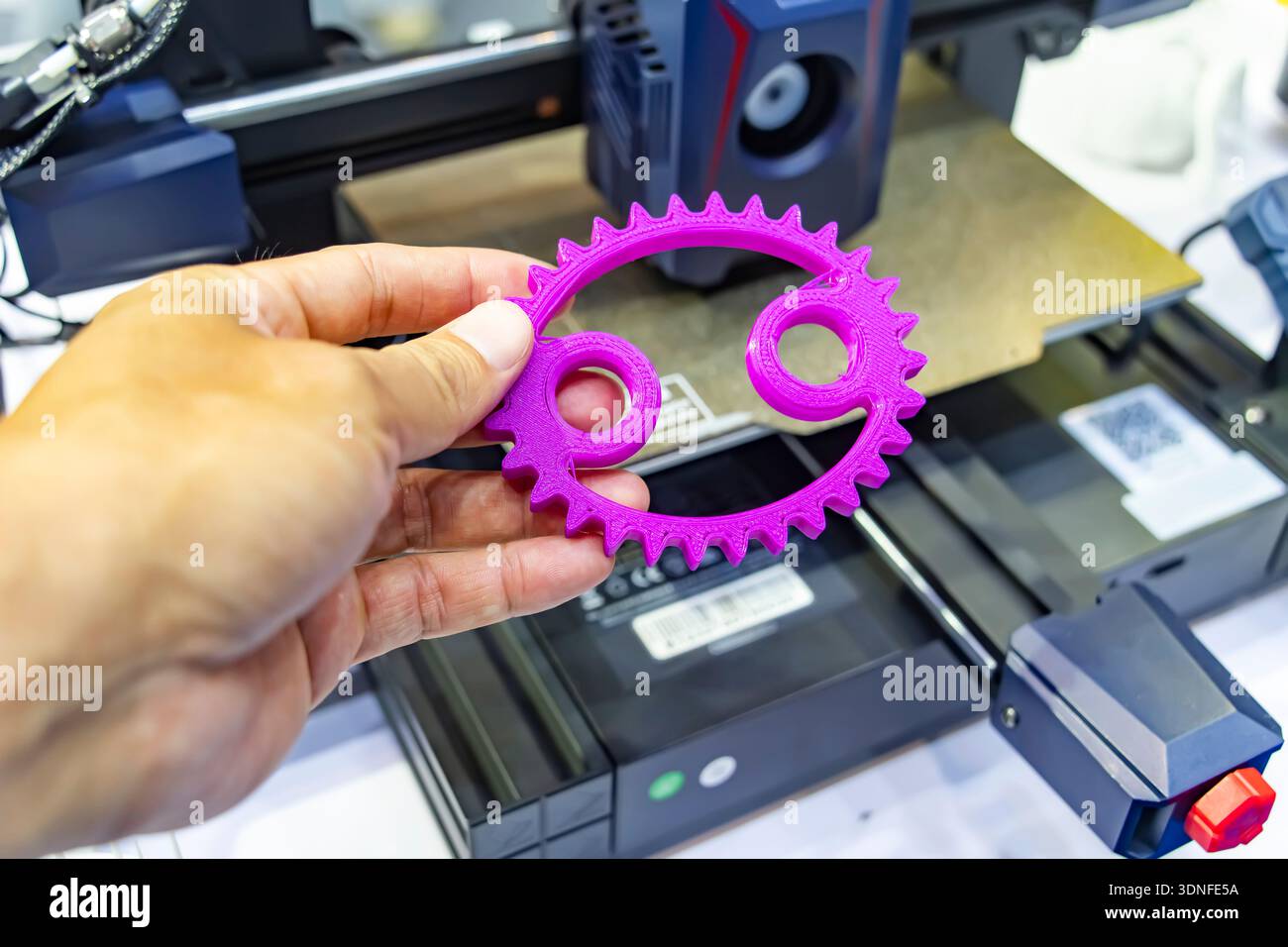 hand with Object printed on 3d printer close-up Stock Photo
