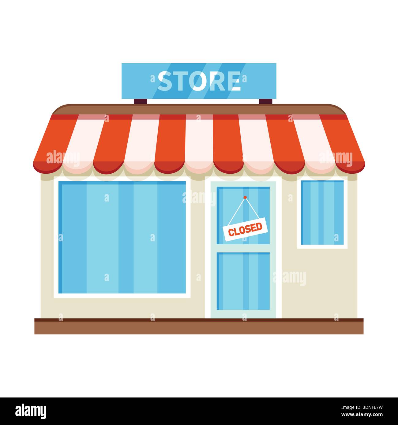Closed Grocery Store facade flat design on white background Stock Vector